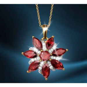 Flower Necklace with red stones